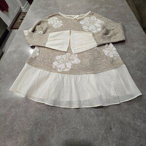 STYLE & CO. Women's Open Weave Knit Long Sleeves Knit w/Flounce - Size Medium